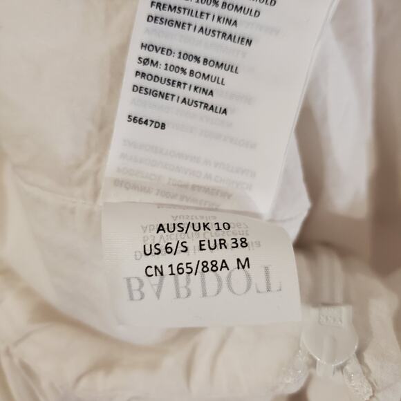 Bardot Tiered Puff Sleeve Open Bow Tie Back Midi Dress Size 6 Small White Cotton - Picture 10 of 11